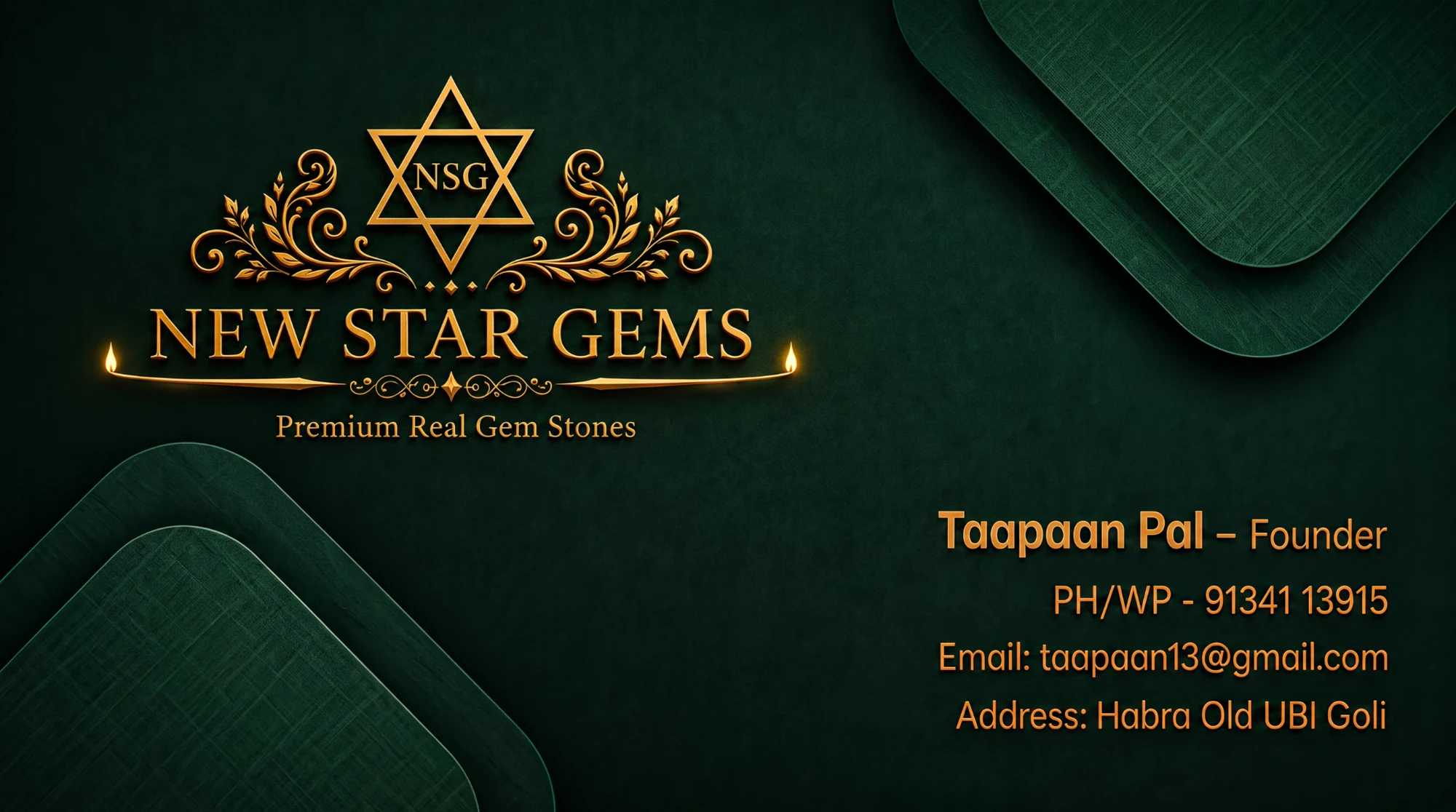 New Star Gems business card back side