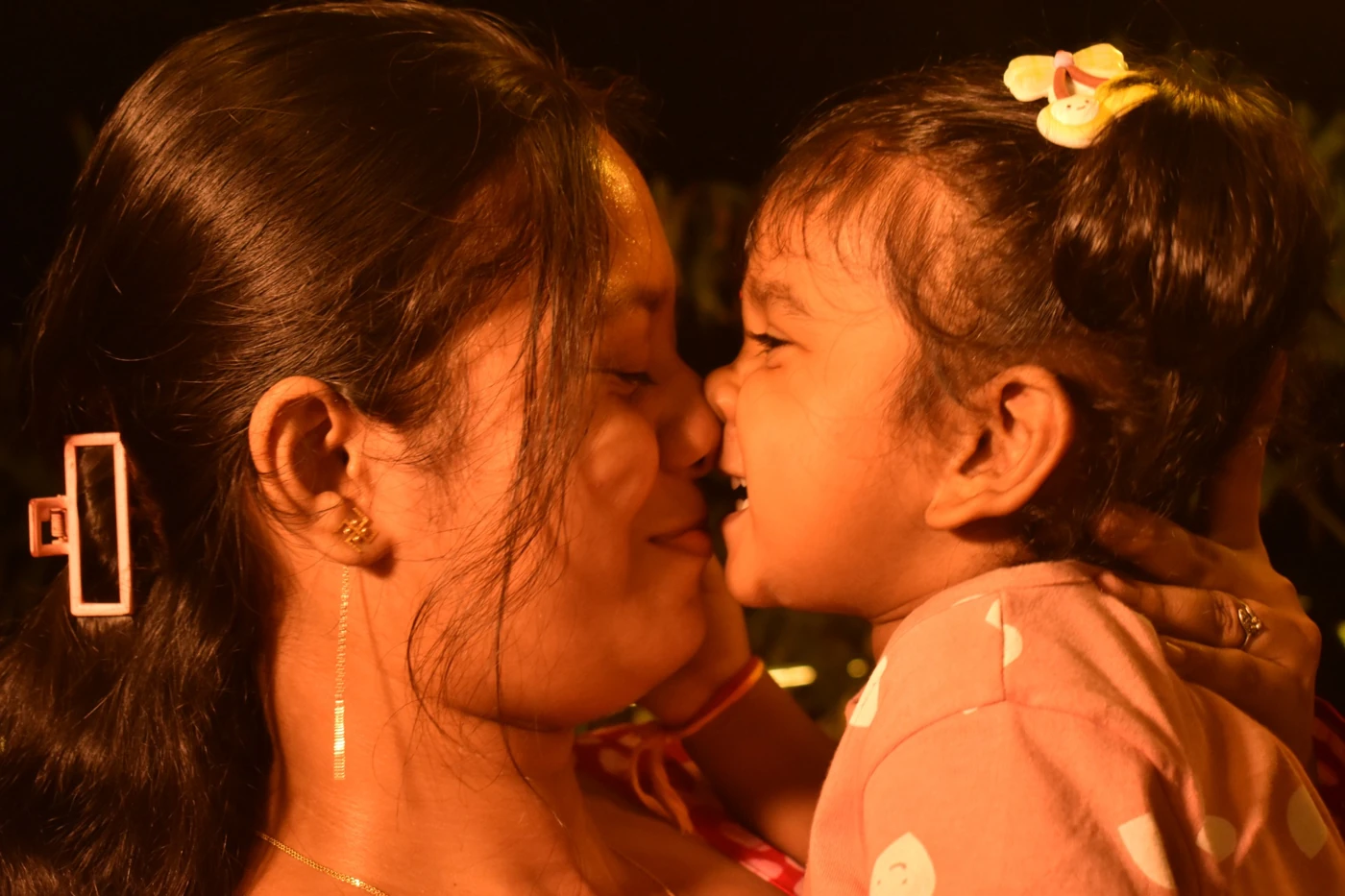 Mother and child candid